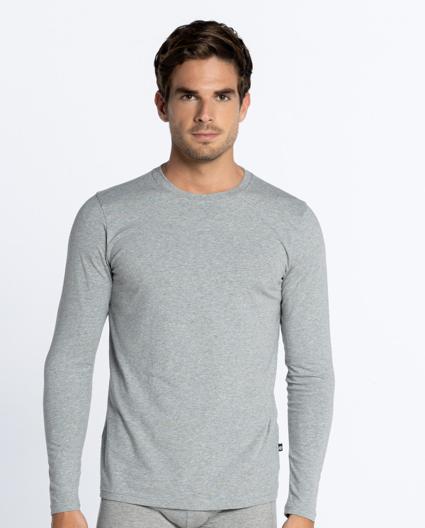 T-shirt Basix à manches longues Couleur Gris - 1