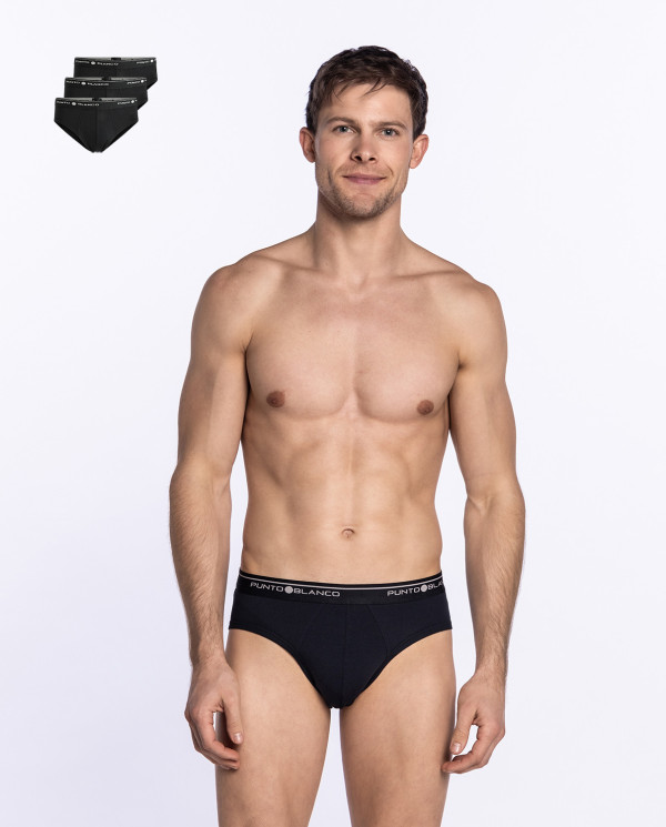 Pack of 3 Briefs, Basix Color Black - 1