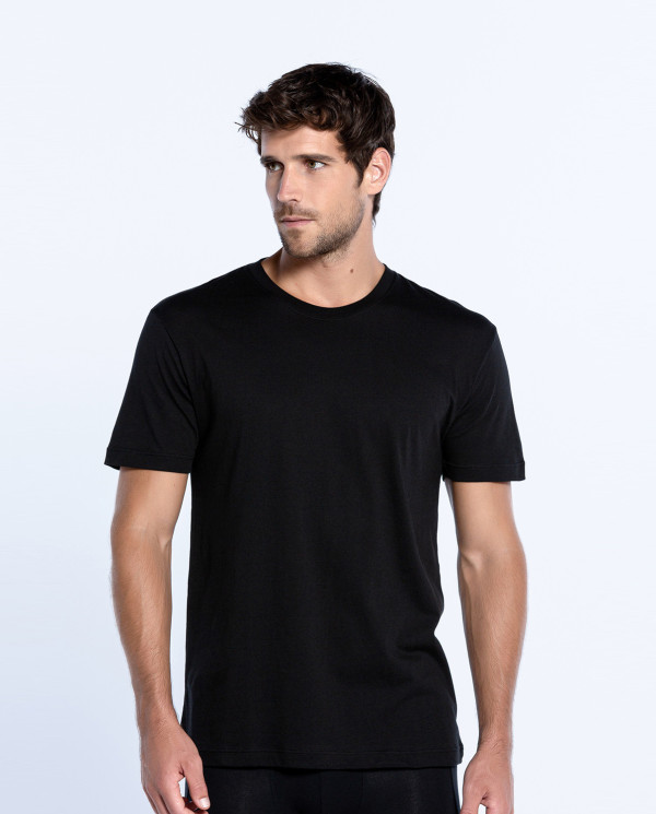 Short sleeve T-shirt, Basico Color Black - 1