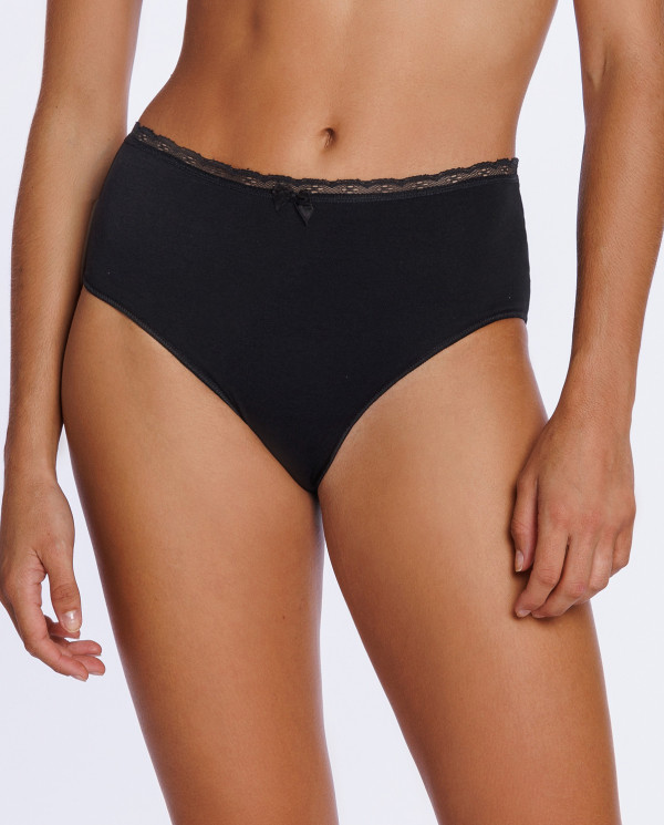 Brief alto de algodón elástico, Urban Lace Color Negro - 1