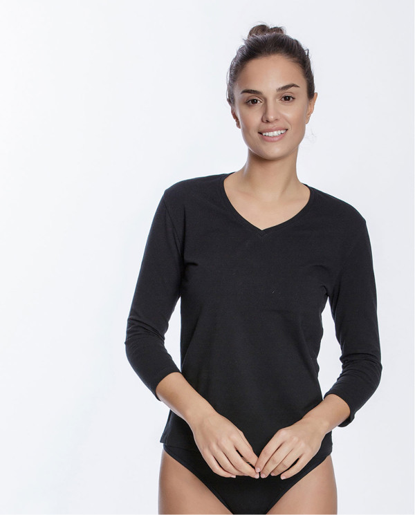 Basix 3/4 sleeves T-Shirt Color Black - 1