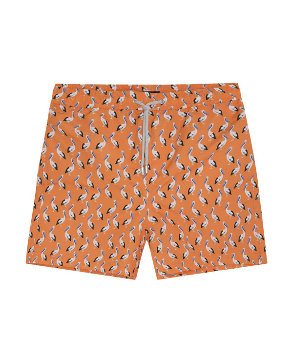 Pelicans Print Short, Seashore Color Orange - 1