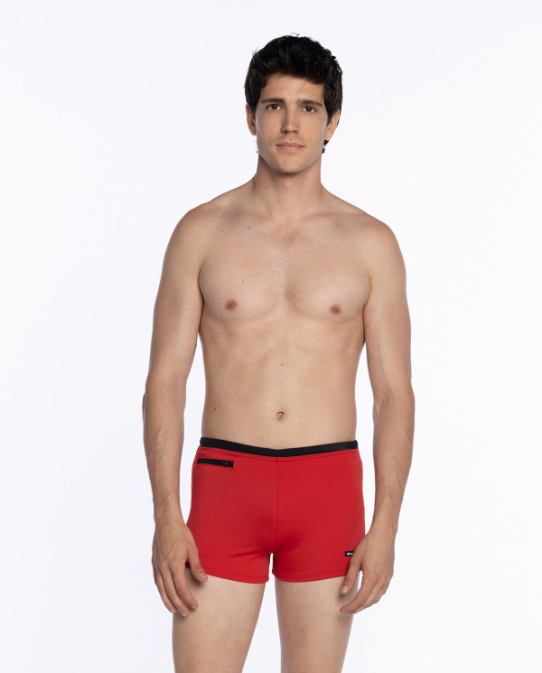 Boxer semi-uni Basic Line Couleur Rouge - 1