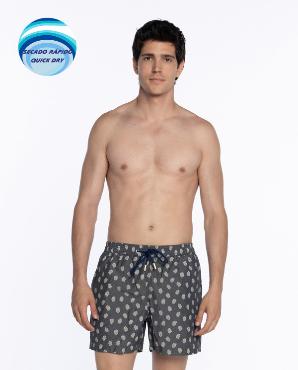 Fish print shorts. Paradise Color Grey - 1