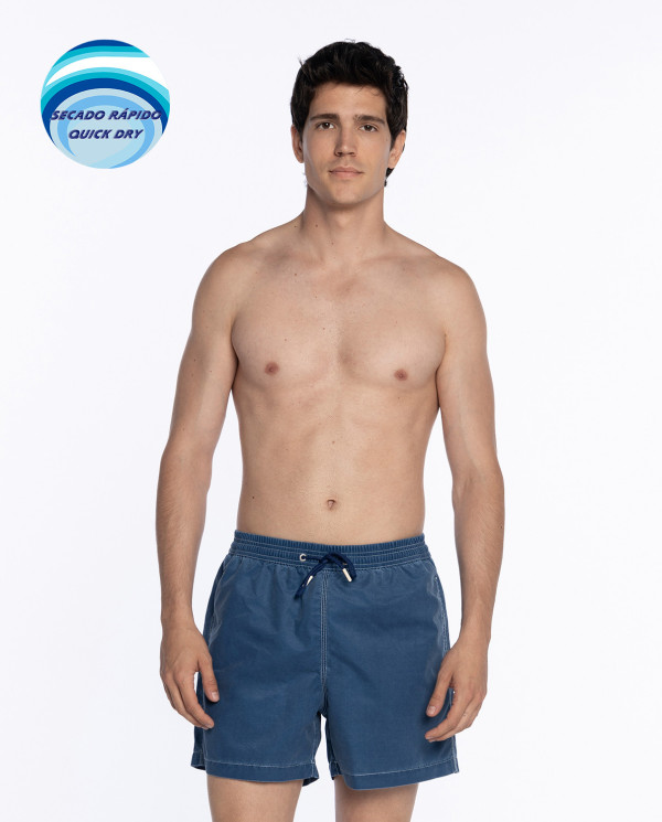 Solid colour washed shorts. Paradise Color Navy - 1