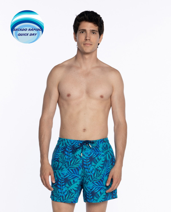 Jungle print shorts. Paradise Color Blue - 1