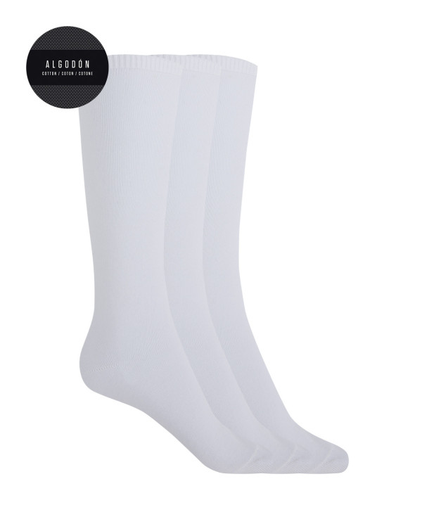 Lot de 3 chaussettes unies en coton - Basix Couleur Blanc - 1