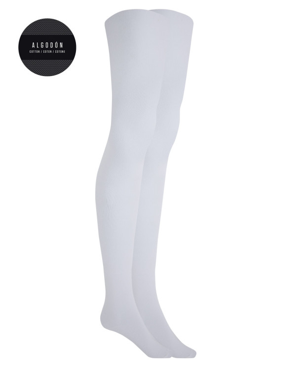 Pack of 2 plain cotton tights - Basix Color White - 1