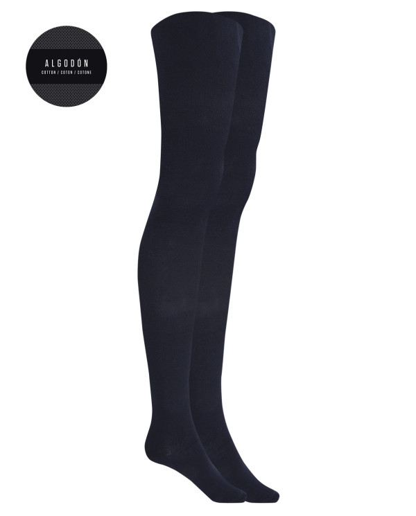 Lot de 2 collants coton uni - Basix Couleur Bleu marine - 1