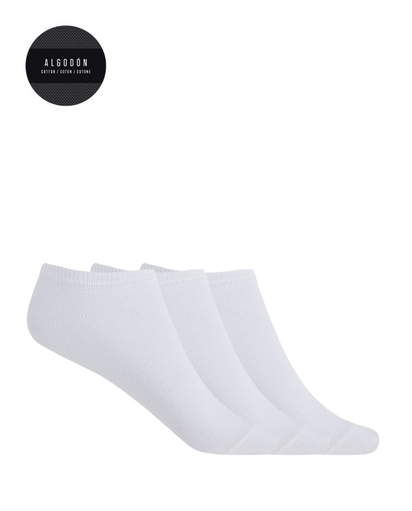 Lot de 3 chaussettes unies en coton - Basix Couleur Blanc - 1