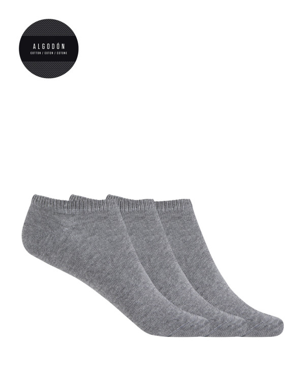 Lot de 3 chaussettes unies en coton - Basix Couleur Gris - 1