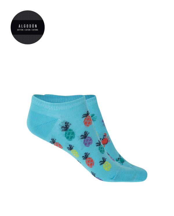 Pack of 2 cotton socks - crabs and pineapples Color Blue - 1