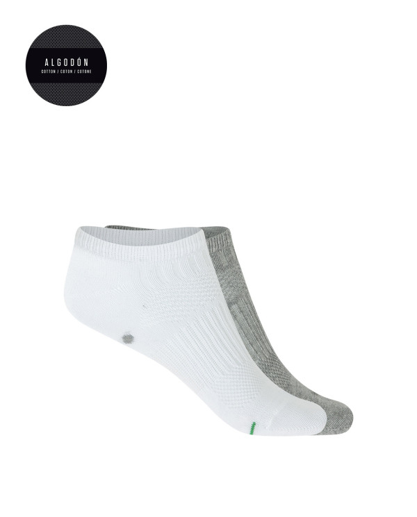 Lot de 2 chaussettes de sport en coton grainé Couleur Assorti - 1