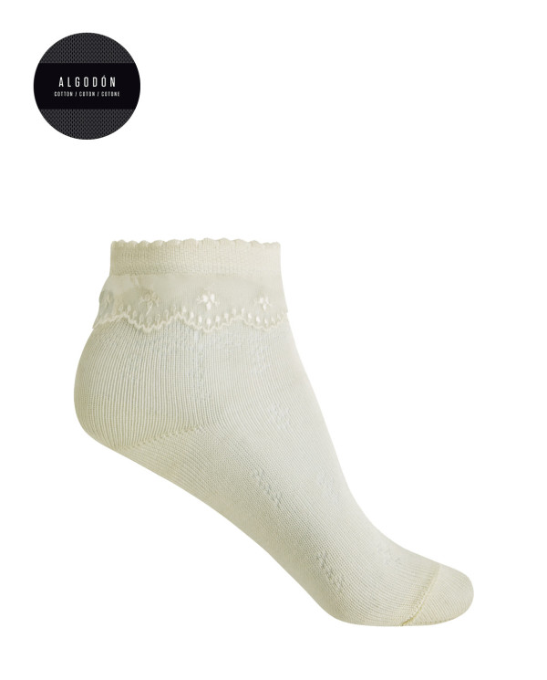 Ceremony mercerized cotton socks with blonde Color Ivory - 1