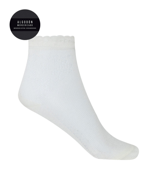 Chaussettes de cérémonie en coton mercerisé Couleur Écru - 1