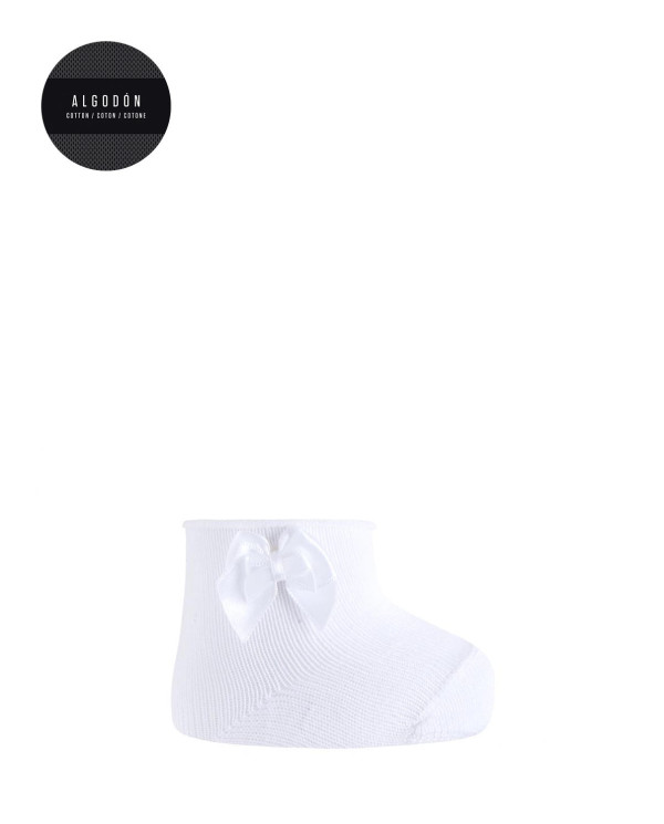 Cotton socks with rolled cuff and appliqué Color White - 1