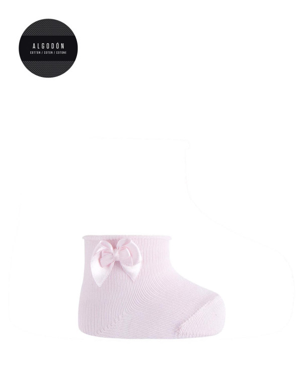 Cotton socks with rolled cuff and appliqué Color Pink - 1