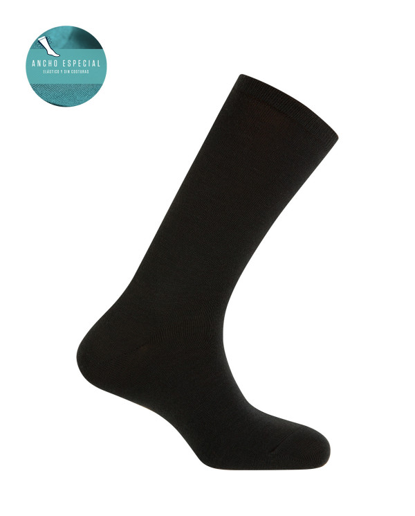 Plain Wool Socks - Special Width Color Navy - 1