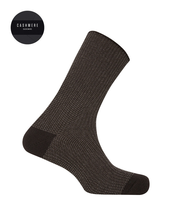 Cashmere / wool socks - mini stripes Color Brown - 1