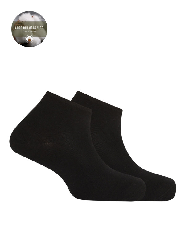 Lot de 2 chaussettes unies en coton bio Couleur Noir - 1