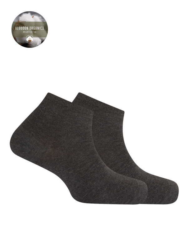 Lot de 2 chaussettes unies en coton bio Couleur Gris fonce - 1