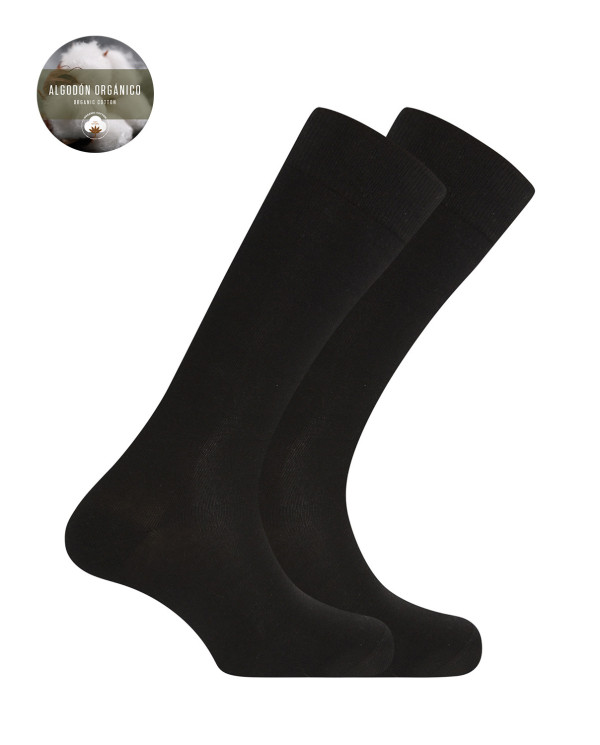 Lot de 2 chaussettes unies en coton bio Couleur Noir - 1