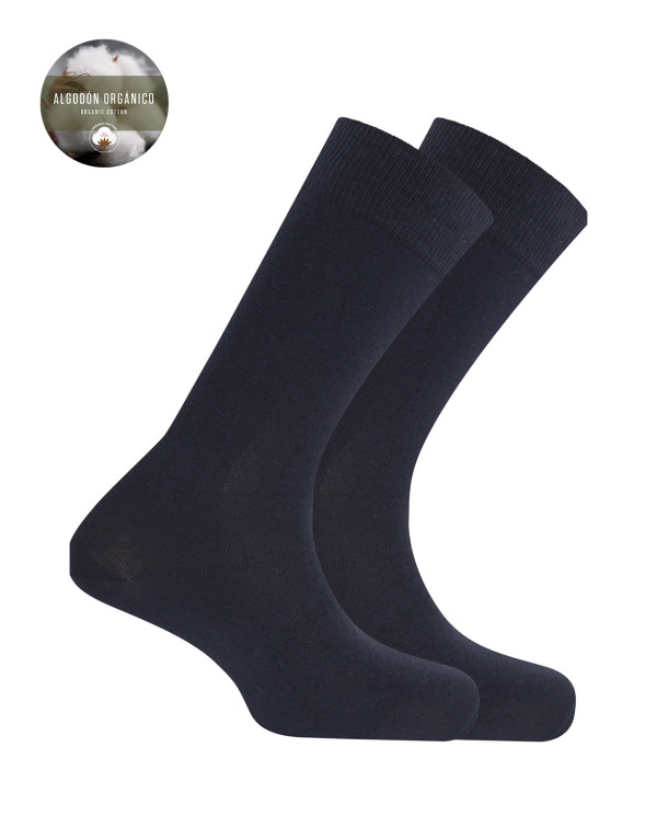 Lot de 2 chaussettes unies en coton bio Couleur Bleu marine - 1