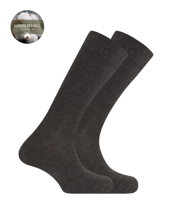 Lot de 2 chaussettes unies en coton bio Couleur Gris fonce - 1