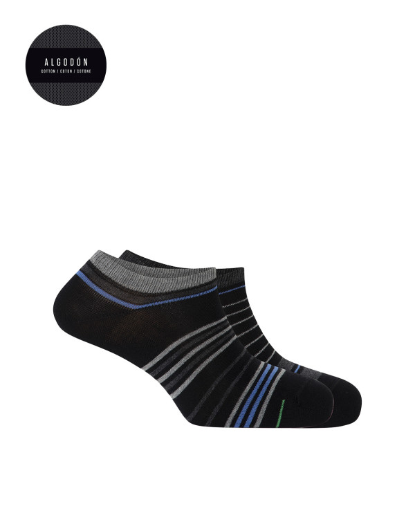 Pack of 2 striped sports cotton socks Color Black - 1