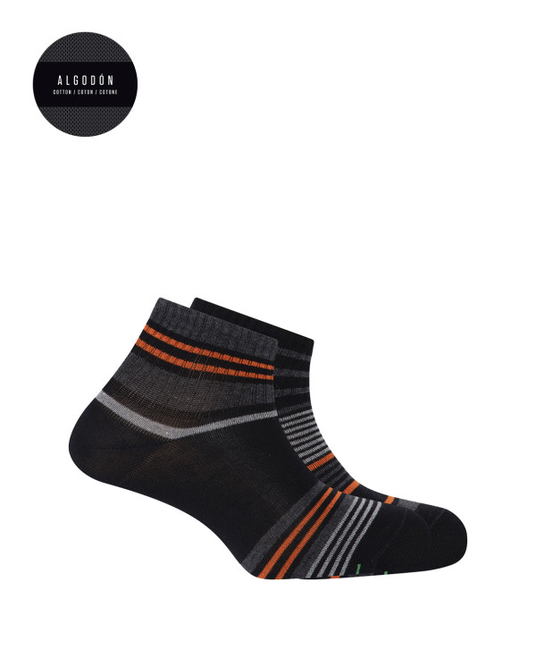 Lot 2 chaussettes de sport en coton - Manchette américaine Couleur Noir - 1