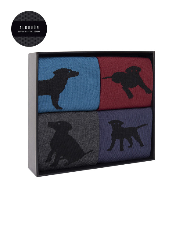 Boite de 4 chaussettes coton - chiens Couleur Assorti - 1