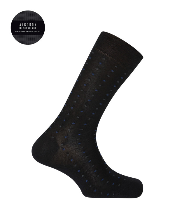 Chaussettes en coton mercerisé - mailles Couleur Noir - 1