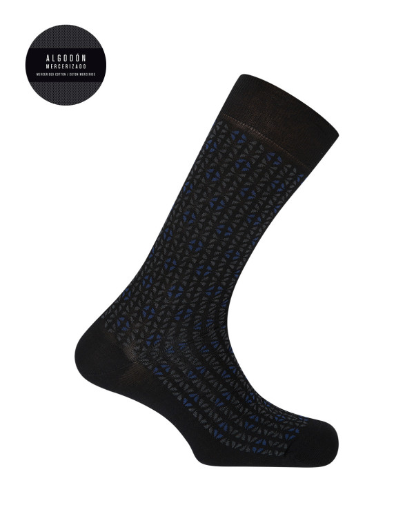 Mercerized cotton socks - geometric figures Color Black - 1