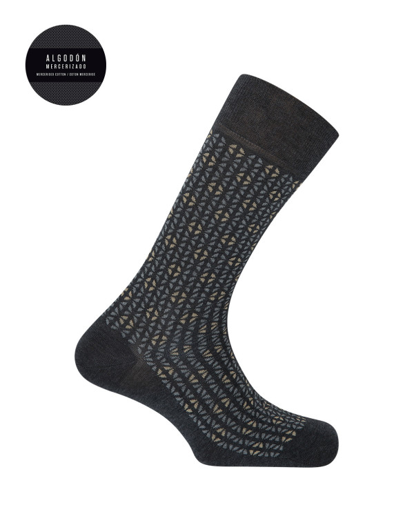 Mercerized cotton socks - geometric figures Color Grey - 1