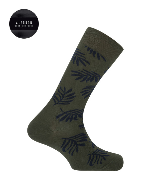 Chaussettes en coton - feuilles Couleur Vert - 1