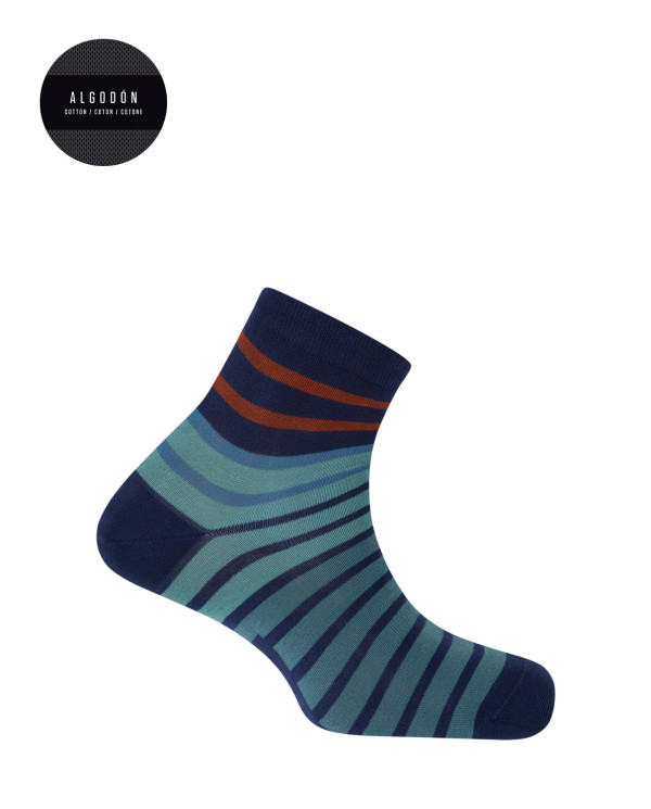 Chaussettes en coton - rayures Couleur Bleu marine - 1