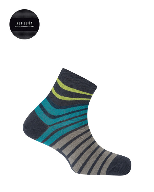 Chaussettes en coton - rayures Couleur Gris fonce - 1