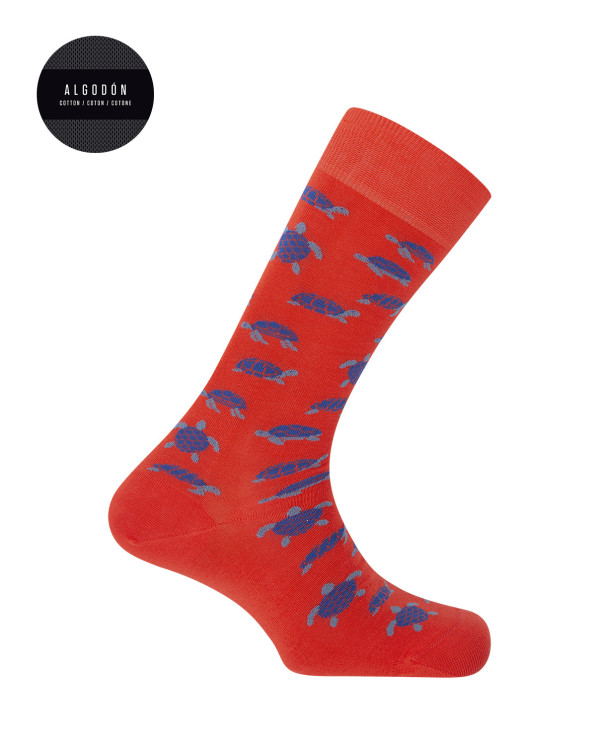 Chaussettes en coton - tortues Couleur Rouge - 1