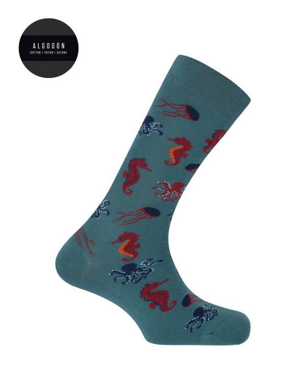 Chaussettes en coton - animaux marins Couleur Bleu - 1