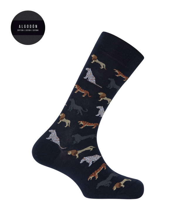 Chaussettes en coton - animaux de la jungle Couleur Bleu marine - 1