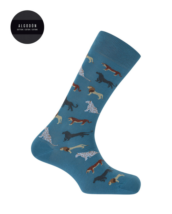 Chaussettes en coton - animaux de la jungle Couleur Bleu - 1