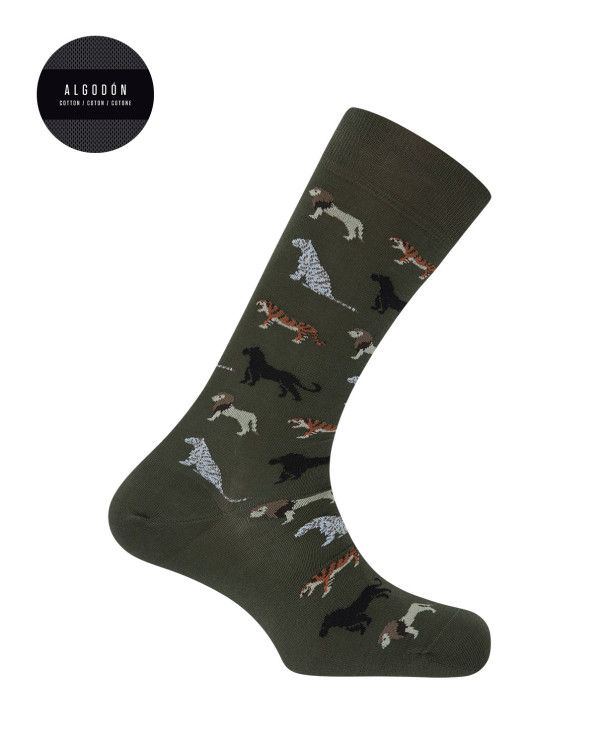 Cotton socks - jungle animals Color Green - 1