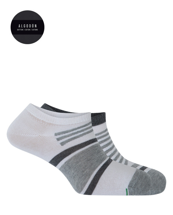 Lot de 2 chaussettes de sport en coton-Manchette américaine Couleur Blanc - 1