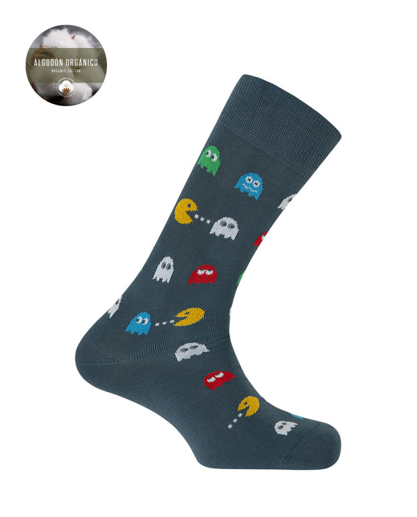 Chaussettes en coton bio - Pac-Man Couleur Bleu - 1