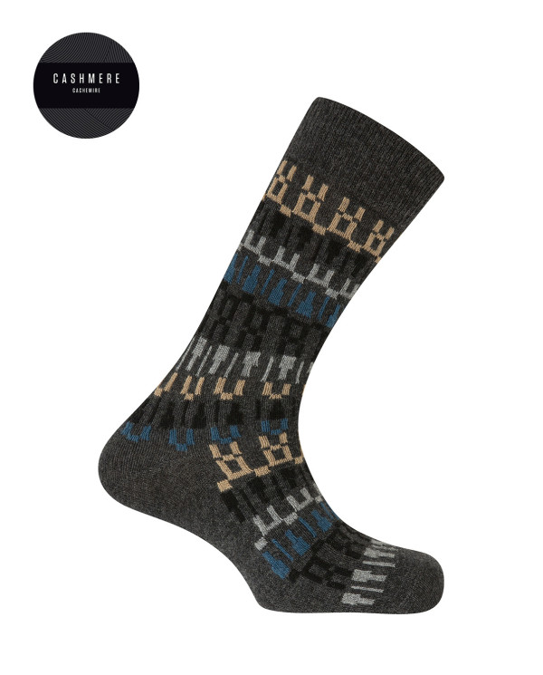 Cashmere/wool socks - border Color Grey - 1