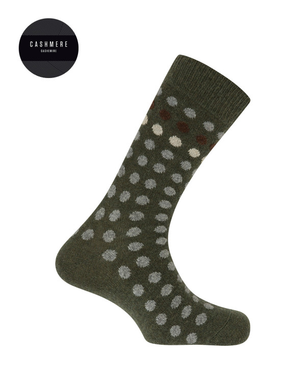 Cashmere/wool socks - polka dots Color Green - 1