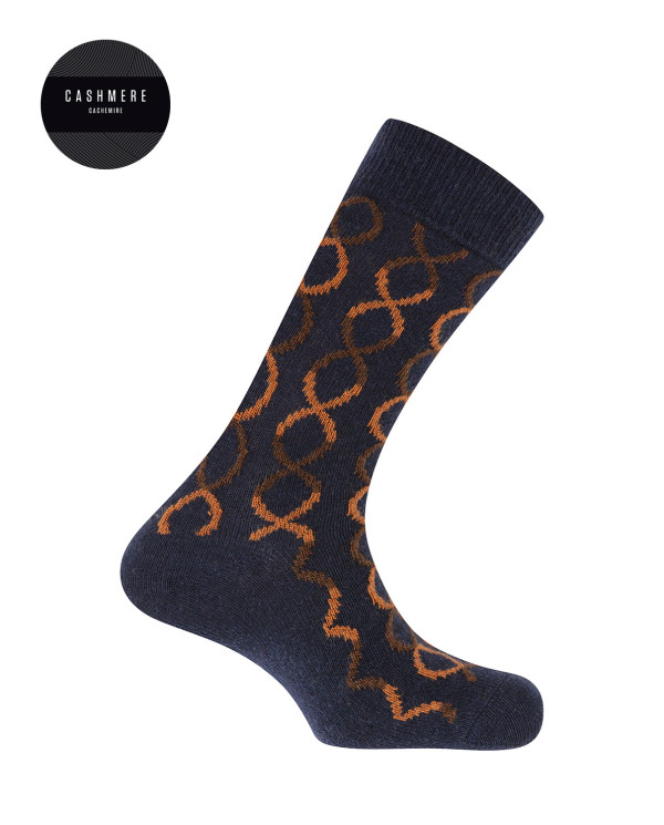 Cashmere/wool socks - circles Color Navy - 1