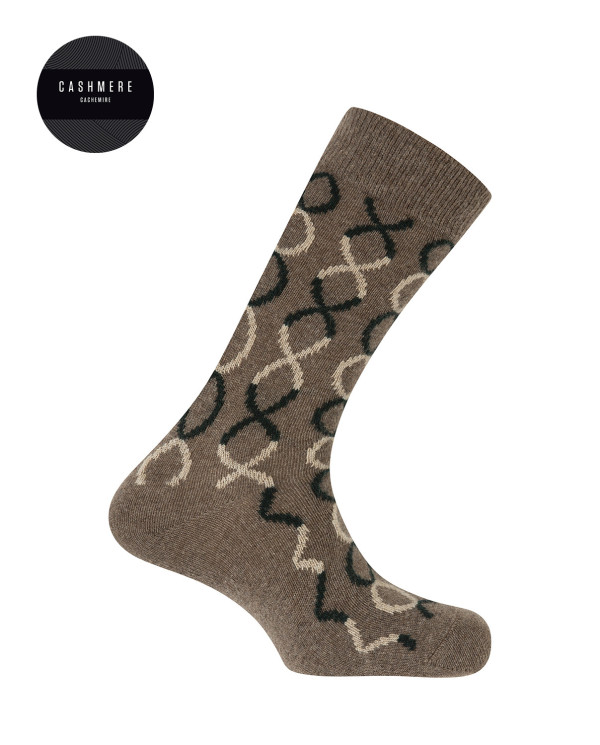 Cashmere/wool socks - circles Color Brown - 1