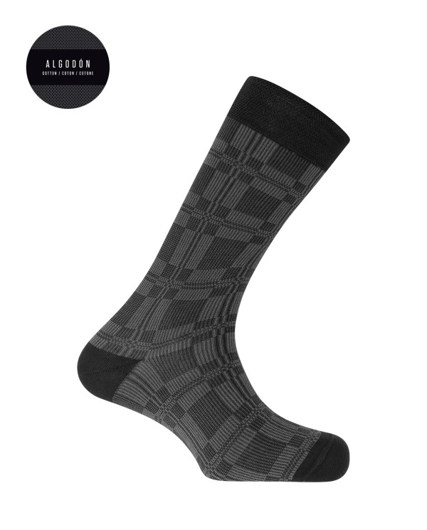 Chaussettes en coton - à carreaux Couleur Noir - 1