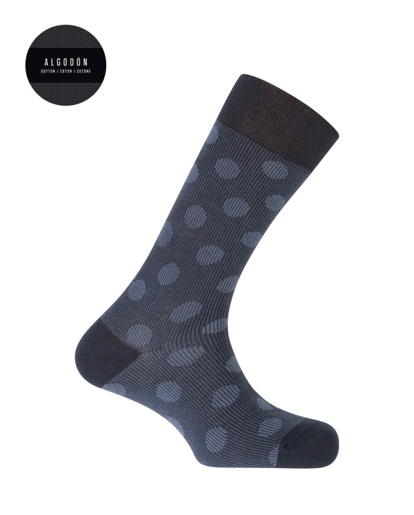 Chaussettes en coton - à pois Couleur Bleu marine - 1